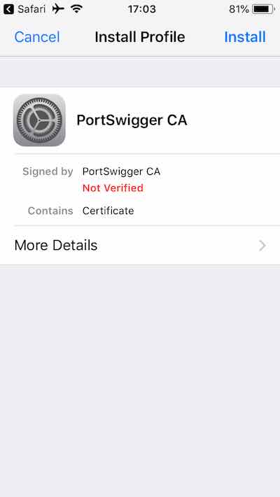 iPhone screenshot 3, certificate