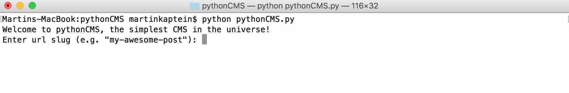 Running PythonCMS from Terminal